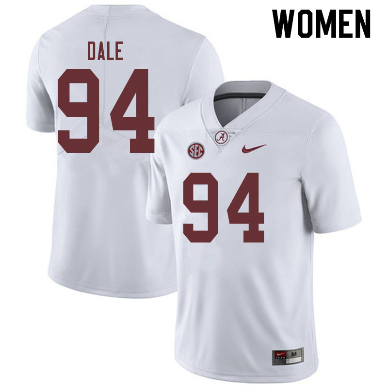 Women #94 DJ Dale Alabama Crimson Tide College Football Jerseys Sale-White